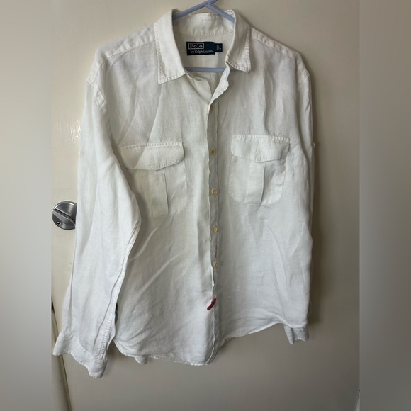 Ralph Lauren women Cream Casual Button Down Shirt size Large - Picture 3 of 7